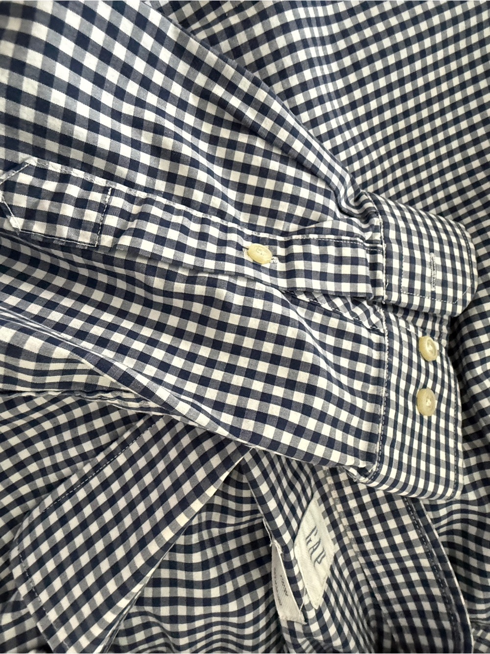 GAP Men's Navy and White Gingham Button-Down Shirt - Picture 3 of 5